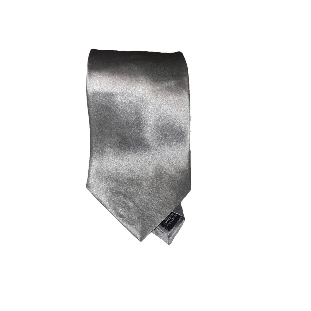 Regis Men's Silk‎ Satin Silver Traditional Wedding Event Formal Tie